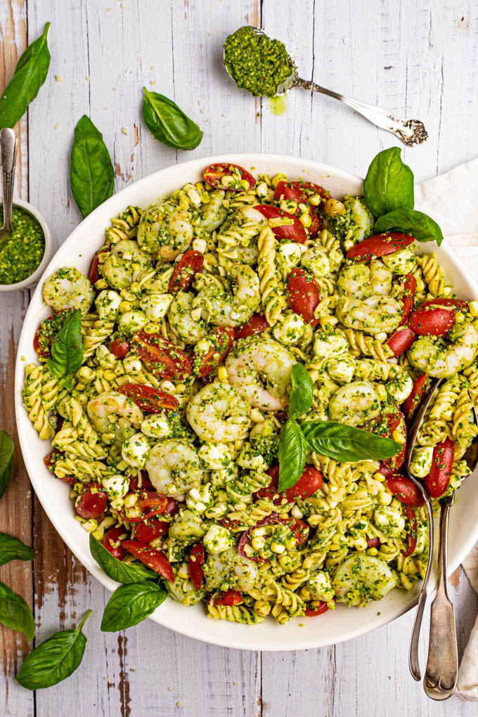 How to make pesto pasta shrimp salad? (Easy recipe for beginners in 3 steps!)