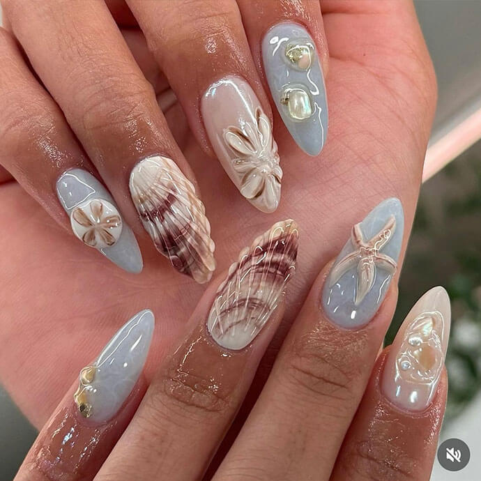 Simple Beach Themed Nails Inspiration - Top 7 Nail Ideas for Vacation